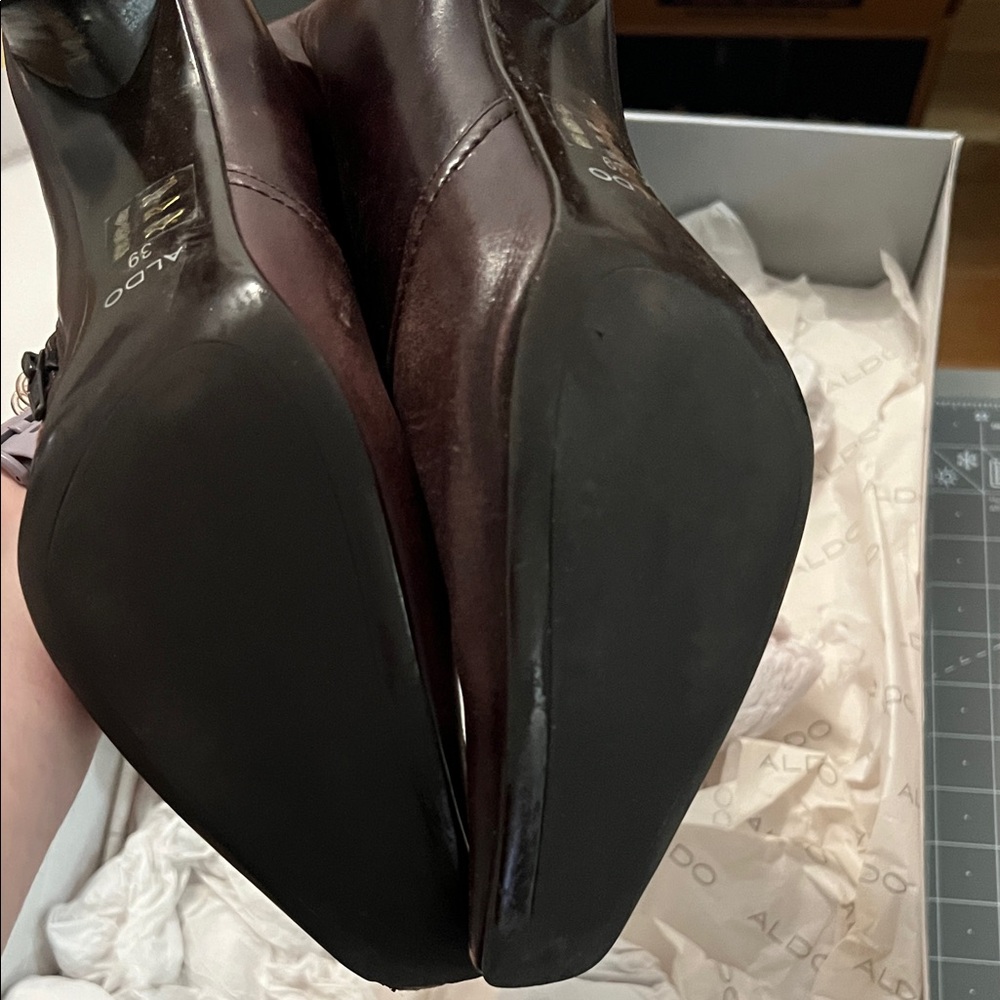 Aldo Women's Dark Brown Heeled Boots - Picture 6 of 7